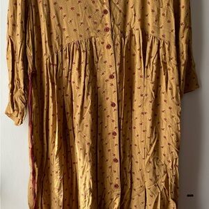 Yellow Floral Button-Up Dress